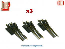 Trois aiguillages manuels droits a rails jaunes Jouef pour train miniature au H0