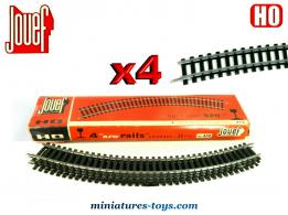 Une boite de quatre grands rails courbes Jouef n°470 pour train miniature au HO