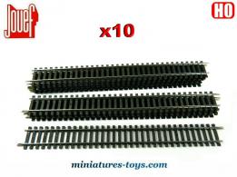 Un lot de 10 rails droits Jouef pour trains miniatures au H0 HO