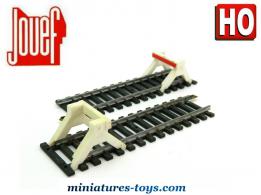 Un lot de 2 rails heurtoirs de fin de voies miniatures par Jouef au H0 HO