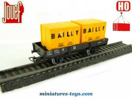 Le wagon plat porte conteneurs Bailly en miniature de Jouef au H0 HO