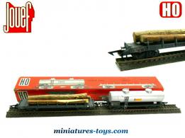 Les wagons citerne Shell et ridelles bois miniatures en boite double Jouef au HO