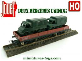 Le wagon transport de camions militaires en miniature par Jouef au H0 HO