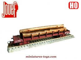 Le wagon plat a ranchers transport de grumes en miniature de Jouef au HO