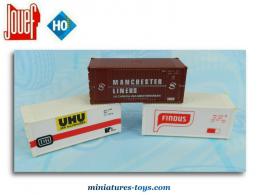 Le lot de 3 containers en miniatures par Jouef au H0 HO 1/87e