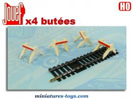 Un lot de 4 heurtoirs blancs de fin de voies miniatures par Jouef au H0 HO