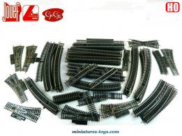 Un lot de 110 rails Jouef Gégé Lima pour trains électriques miniatures au H0 HO