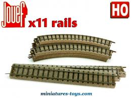 Un lot de 11 rails avec balast métal au H0 par Jouef dans les années 1950