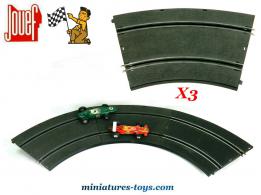 Un lot de 3 rails virages relevés n° 323 pour circuit de voitures de courses Jouef