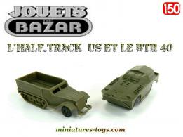 Un lot de 2 véhicules militaires en plastique style jouets de bazar au 1/50e