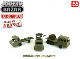 Un lot de 3 camions militaires plastique de Noreda style jouets de bazar au 1/55e