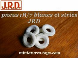 5 pneus 18/7 blancs et striés pour camions miniatures JRD du type Unic Hafa etc