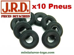 Un lot de 10 pneus 19/7 noirs et striés pour camions miniatures JRD
