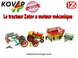Le tracteur agricole Zetor et ses remorques outils miniatures par Kovap au 1/25e