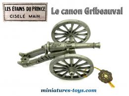 Un canon Gribeauval de 8 type Napoléon 1815 miniature par Les Étains du Prince