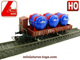 Le wagon plat à guérite porte containers bière Splugen miniature Lima au HO