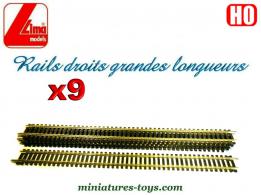 Un lot de 9 rails droits grandes longueurs de Lima au H0 HO