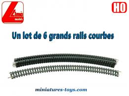 Un lot de 6 grands rails courbes Lima pour trains électriques miniatures au H0 HO