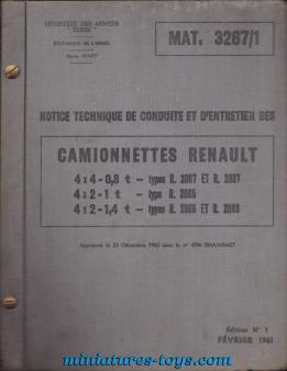Le livre Notice technique Renault R-2067 2065 2066 2087 2088 militaire de 1961