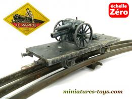 Le wagon transport de canon miniature échelle zéro O de la marque LR