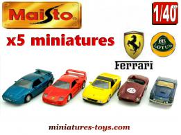 Les quatre Ferrari et une Lotus en miniatures Maisto Shell au 1/40e