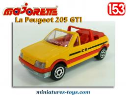 Le cabriolet Peugeot 205 CTI orange en miniature par Majorette au 1/53e