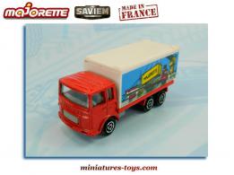 Le camion Saviem rouge porte container miniature de Majorette France au 1/100e