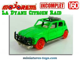 La Dyane Citroën Raid verte miniature de Majorette au 1/60e incomplète