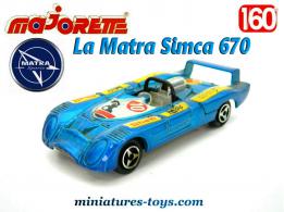 La Matra Simca 670 bleue en voiture de course miniature Majorette au 1/60e