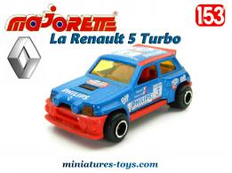 La Renault 5 Turbo bleue rallye Tour de Corse en miniature Majorette au 1/53e