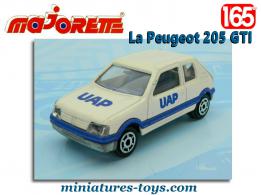 La Peugeot 205 GTI en miniature Majorette publicitaire UAP au 1/65e