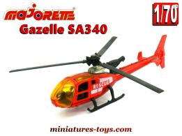 Un hélicoptère Gazelle SA340 Rescue pompiers en miniature Majorette au 1/70e