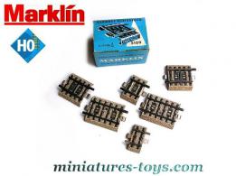 Lot de 6 petits rails ferroviaires droits en métal 3 voies de Marklin au H0 HO