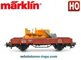 Le wagon plat DB porte Bulldozer en miniature Marklin au HO