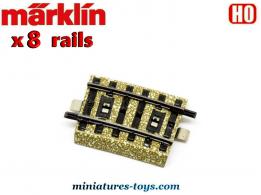 Les 8 petits rails ferroviaires courbes en métal 3 voies  Marklin au HO