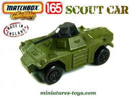 Le Scout car a tourelle en miniature de Matchbox Rolamatics vert armée  au 1/65e