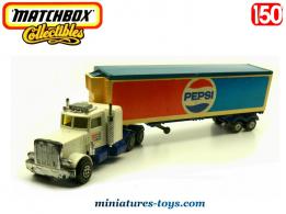 Le Peterbilt et sa semi remorque Pepsi en miniature de Matchbox au 1/50e