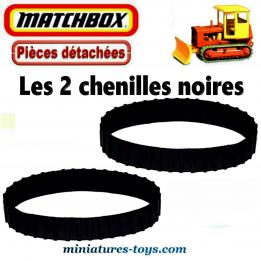 Les deux chenilles noires du Bulldozer Caterpillar miniature Matchbox King Size