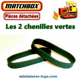 Les deux chenilles vertes du Bulldozer Caterpillar miniature Matchbox King Size