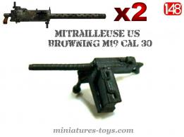2 mitrailleuses US Browning calibre 30 miniatures en résine noire au 1/48e