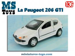 La Peugeot 206 GTI blanche miniature par MS-Toys au 1/36e