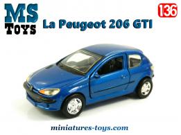 La Peugeot 206 GTI bleue miniature par MS-Toys au 1/36e