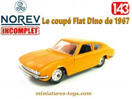 Le coupé Fiat Dino orange en miniature par Norev au 1/43e incomplet