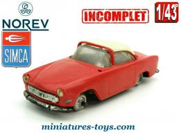 La Simca plein-ciel rouge en miniature Norev au 1/43e incomplète