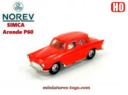 La Simca Aronde P60 rouge en miniature par Norev au H0 HO 1/86e