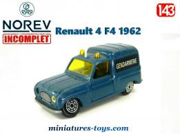 La Renault 4 fourgonnette gendarmerie en miniature Norev au 1/43e incomplète