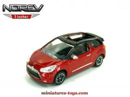 Le cabriolet DS3 Citroën rouge en miniature de Norev au 1/54e