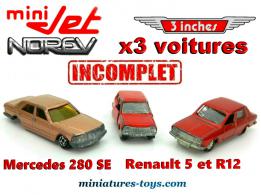 Un lot de 3 miniatures Norev Mini Jet France 3 inches incomplètes