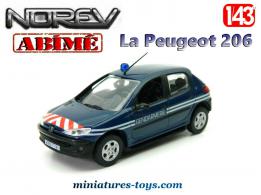 La Peugeot 206 Gendarmerie en voiture miniature Norev au 1/43e déformée