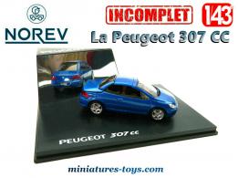 La Peugeot 307 CC de 2004 miniature par Norev au 1/43e incomplète